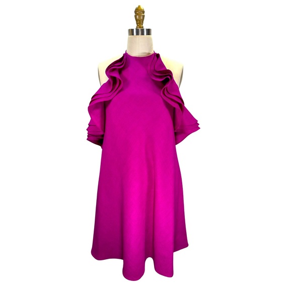 Badgley Mischka Dresses & Skirts - Badgley Mischka Cocktail Fucsia Dress, sleeveless with ruffles